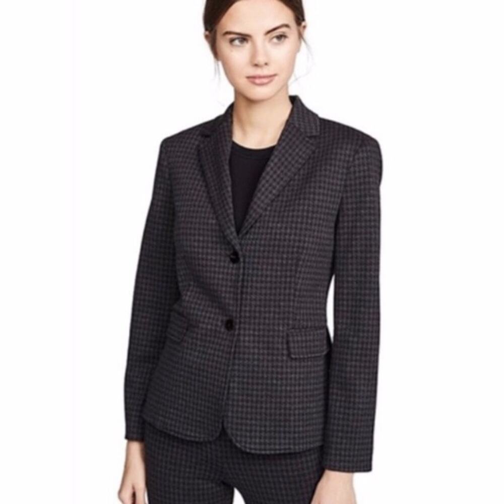 Theory | Shrunken Houndstooth Knit Twill Blazer Jacket Career Gray Black Size 4